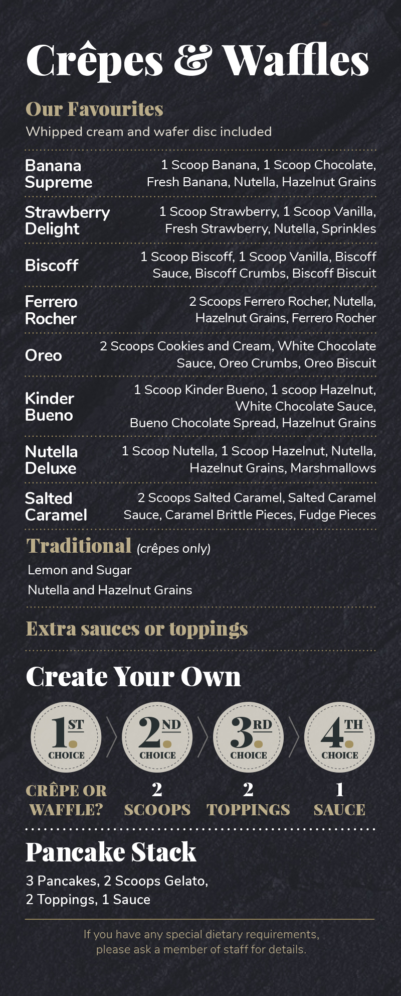 menu - Crapes and waffles 